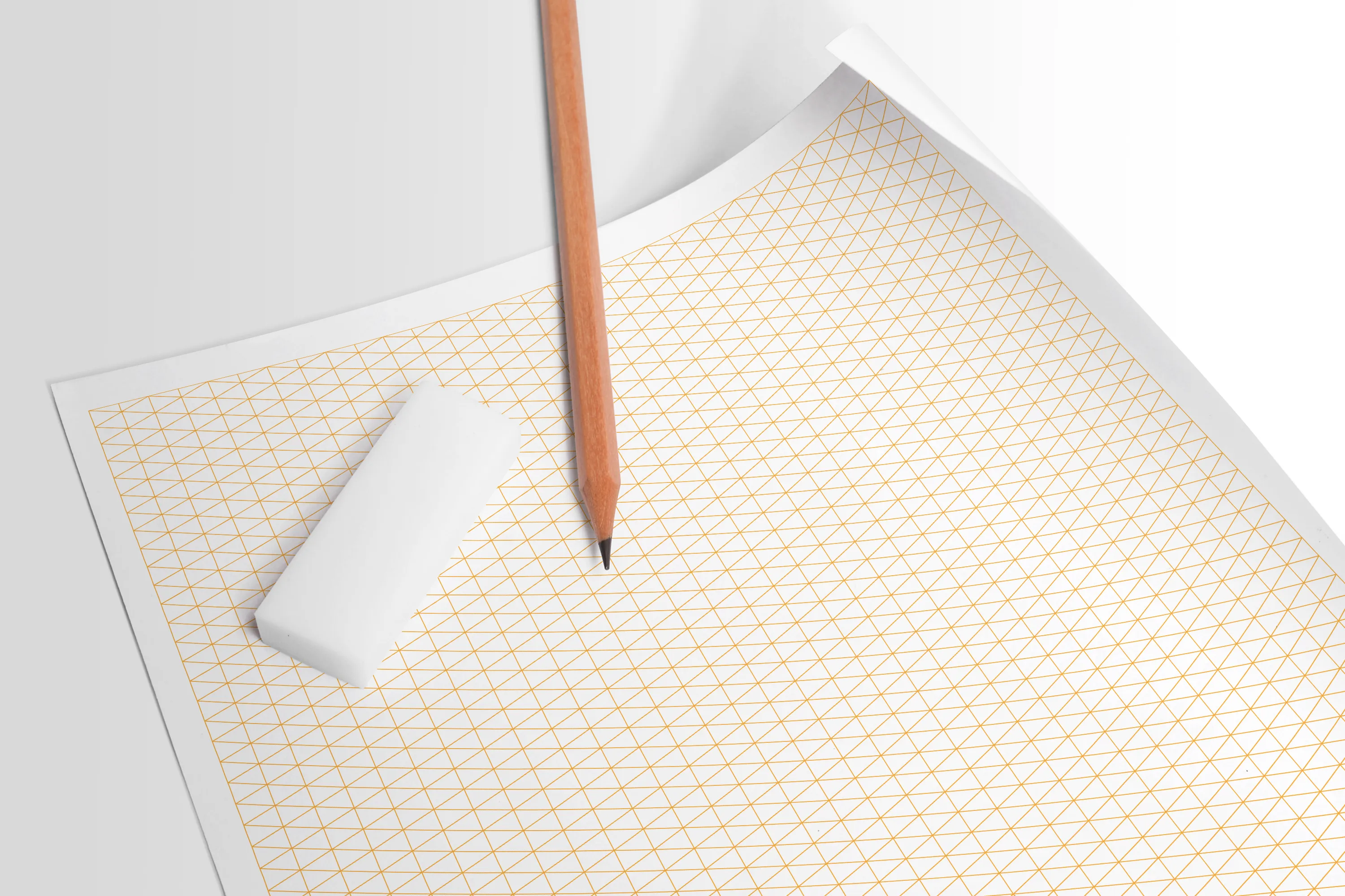 Design Ideation Grid Paper. ORANGE Grid. Premium Grid Paper. Creative Project.  (8.5" x 11") Vertical Isometric Grid. LP-GRID-CP-OR