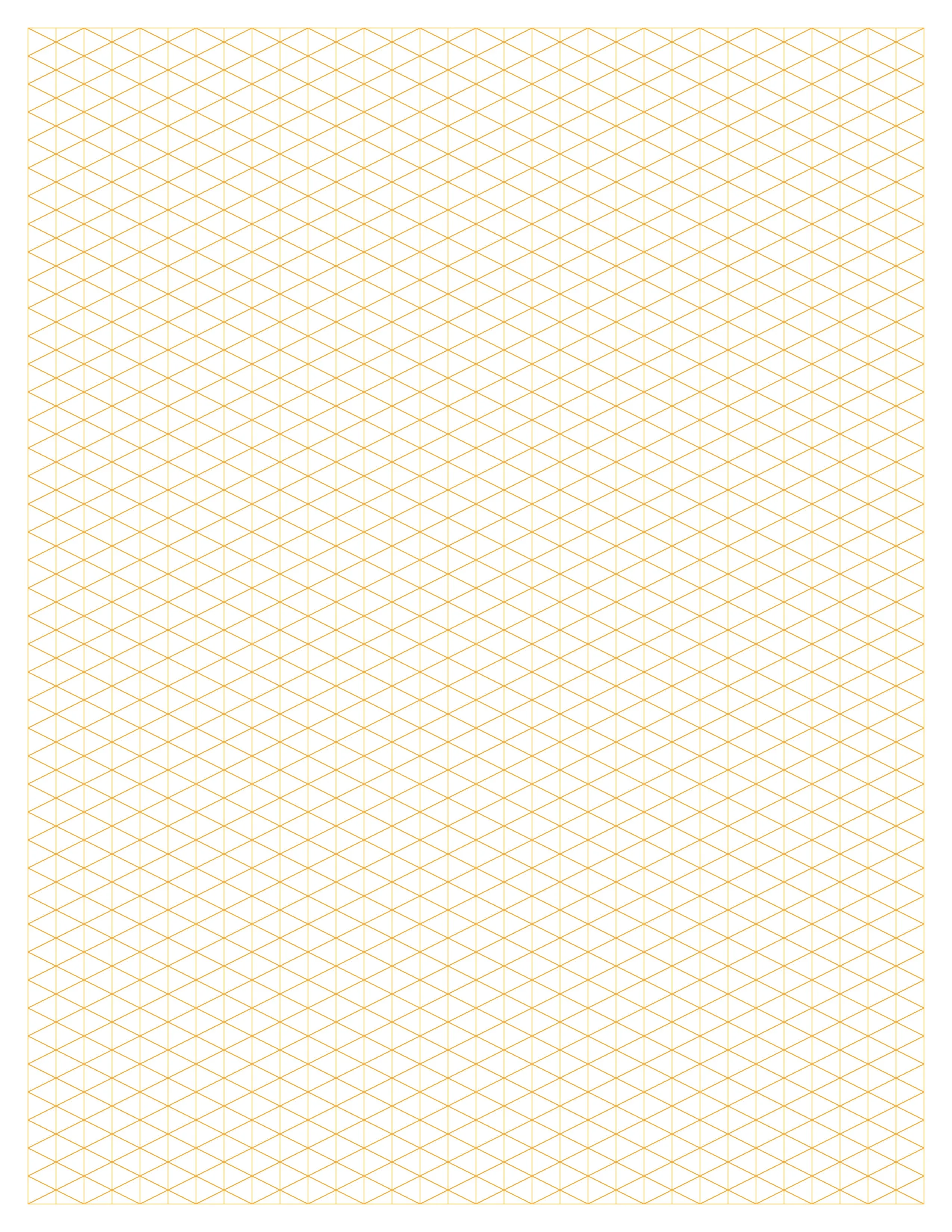 Design Ideation Grid Paper. ORANGE Grid. Premium Grid Paper. Creative Project.  (8.5" x 11") Vertical Isometric Grid. LP-GRID-CP-OR