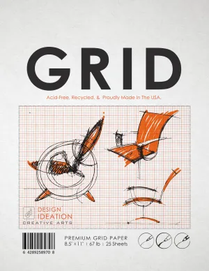 Design Ideation GRID Paper. ORANGE Grid. Premium Paper. Loose Sheet Pack. (8.5" x 11") 1/8" Box Grid. LP-GR1-OR