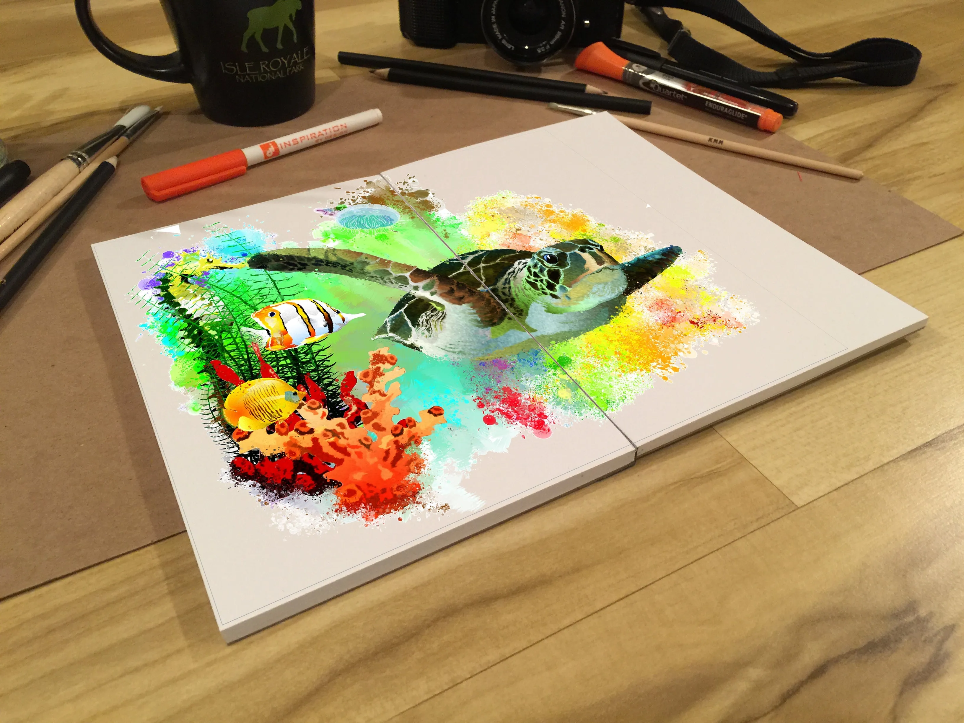 Design Ideation Lay Flat WATERCOLOR SKETCH sketchbook. Removable sheet. Multi-media. (8.5" x 11") LF-50100-LS
