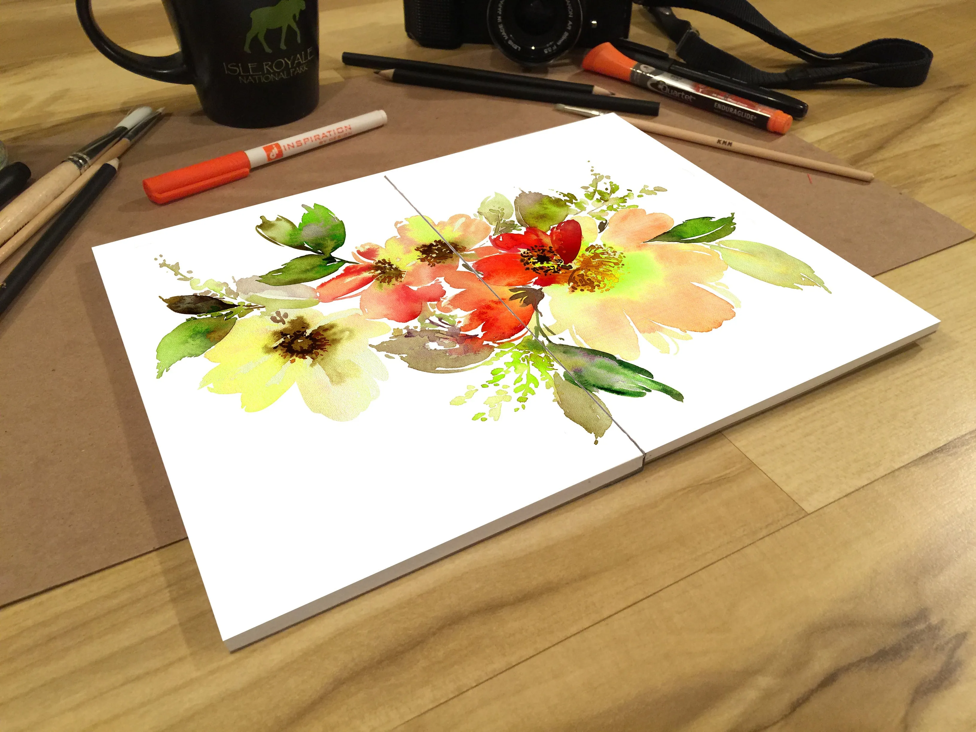 Design Ideation Lay Flat WATERCOLOR SKETCH sketchbook. Removable sheet. Multi-media. (8.5" x 11") LF-50100-LS