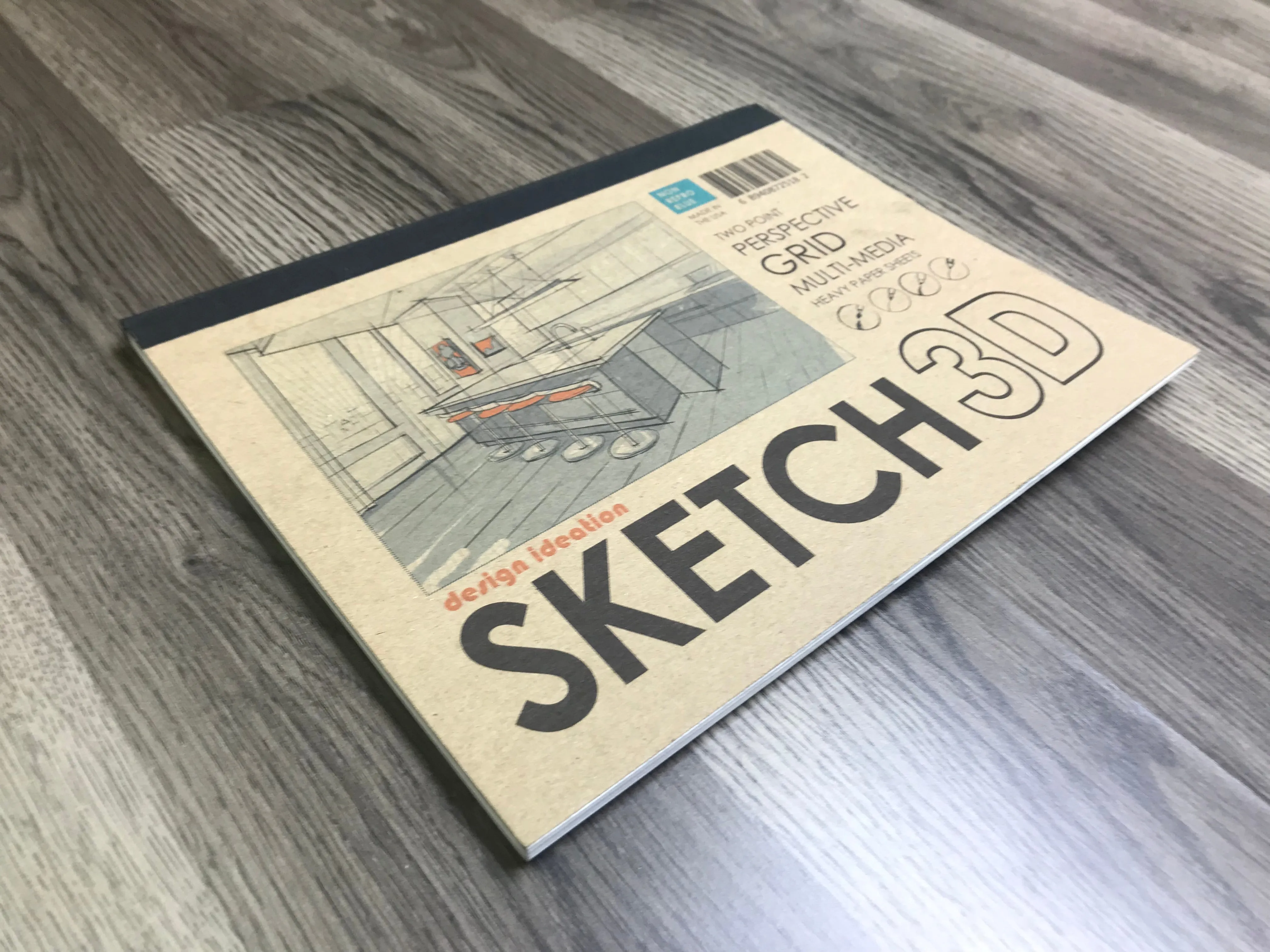 Design Ideation PERSPECTIVE GRID PAD. Removable Sheet. Multi-Media. 2 Point. Blue. (8.5" x 11") PAD-2550-TS