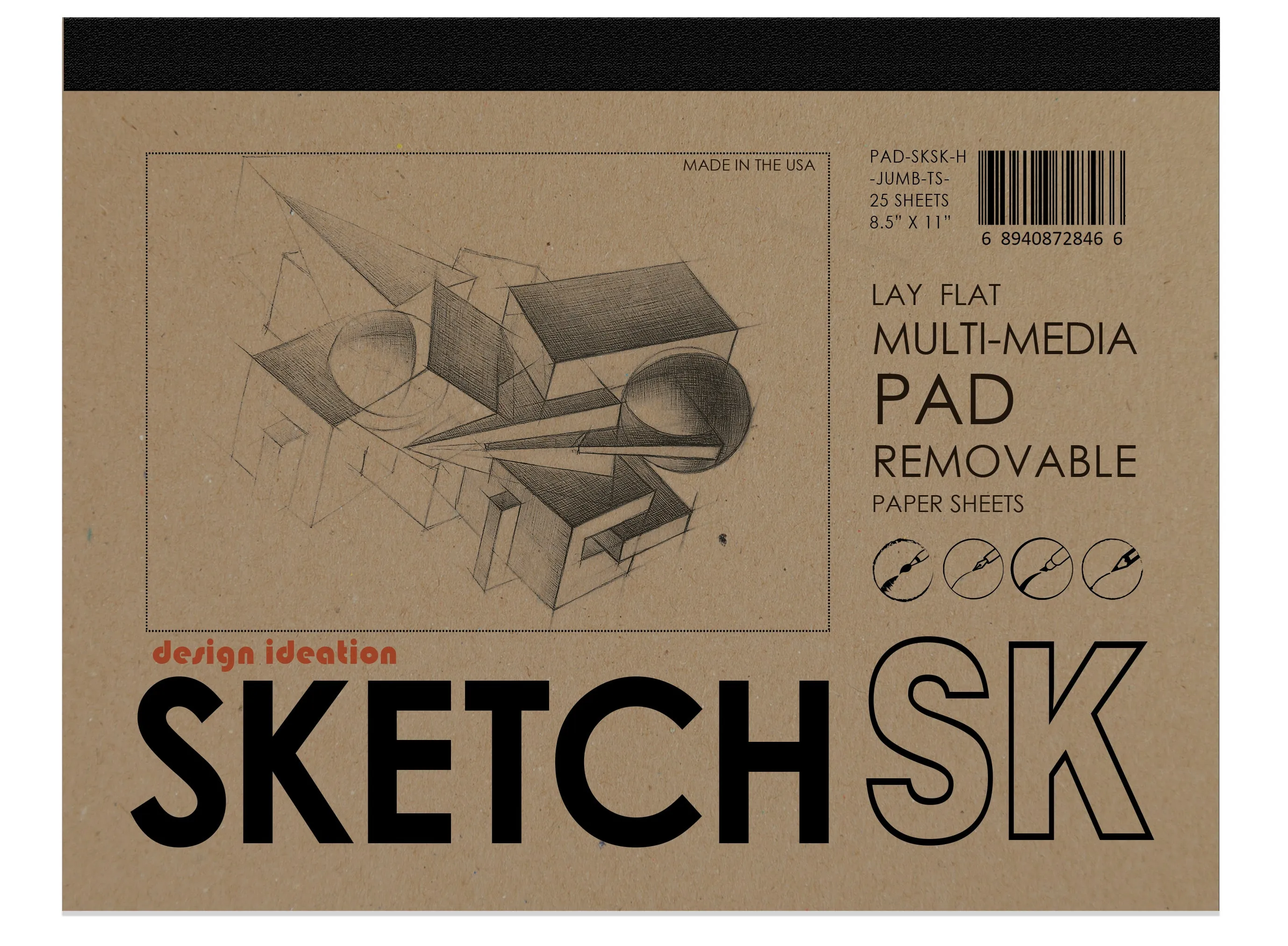 Design Ideation SKETCH PAD : Removable Sheet. Multi-Media. (8.5" x 11") PAD-2550-TS