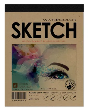 Design Ideation WATERCOLOR PAD : Removable Sheet. Multi-Media. (8.5" x 11") PAD-2550-TS