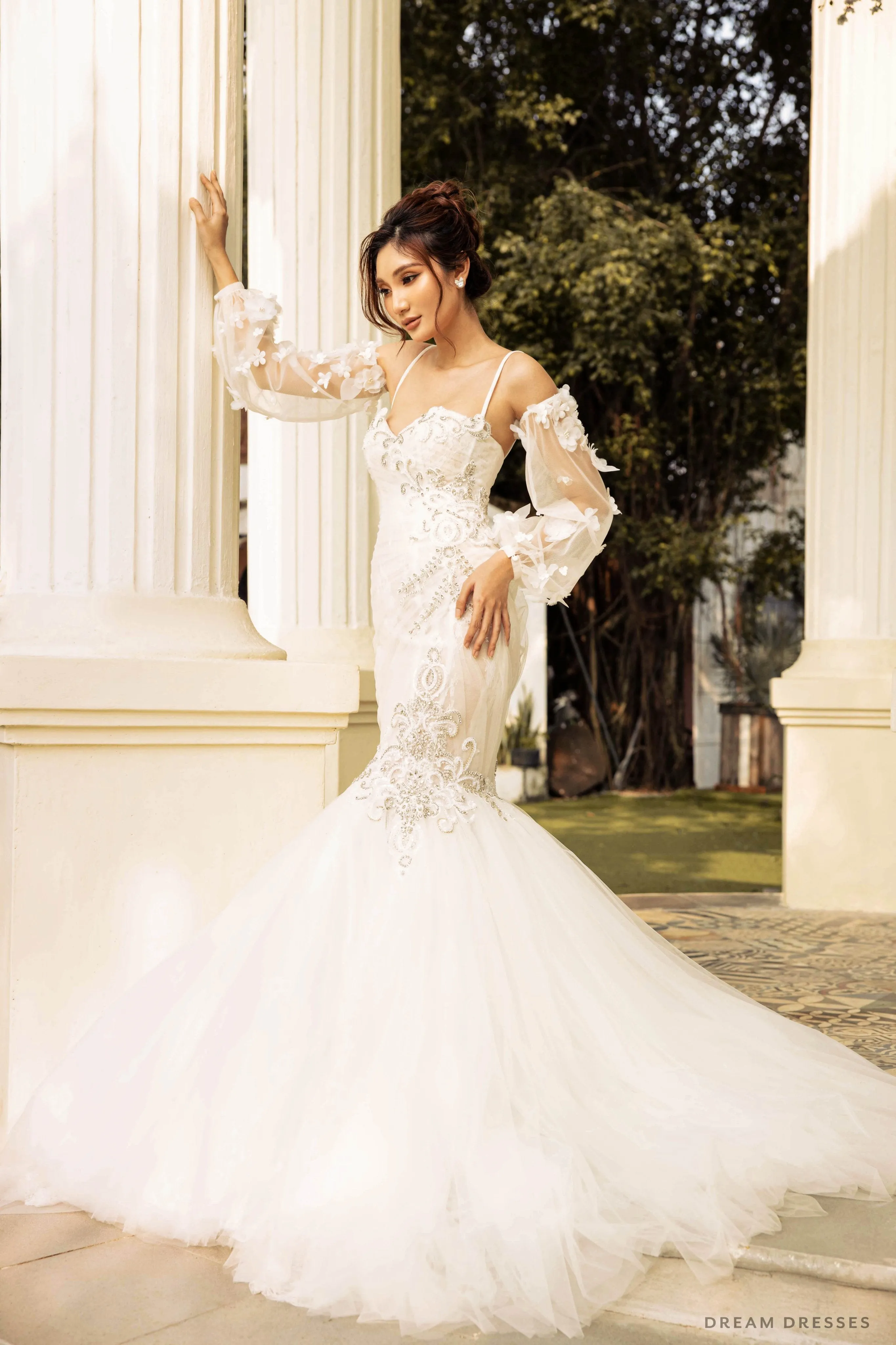 Detachable Wedding Dress Sleeves with 3D Floral Appliqué (#BELLISSA)
