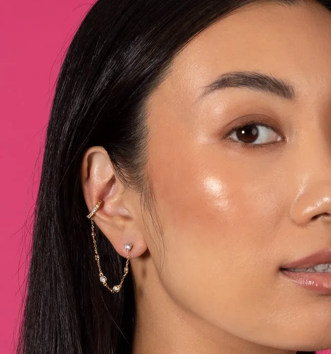Diamond By The Yard Chain Stud Ear Cuff