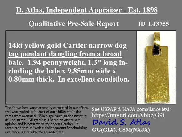 Dog Tag Pendant by Cartier