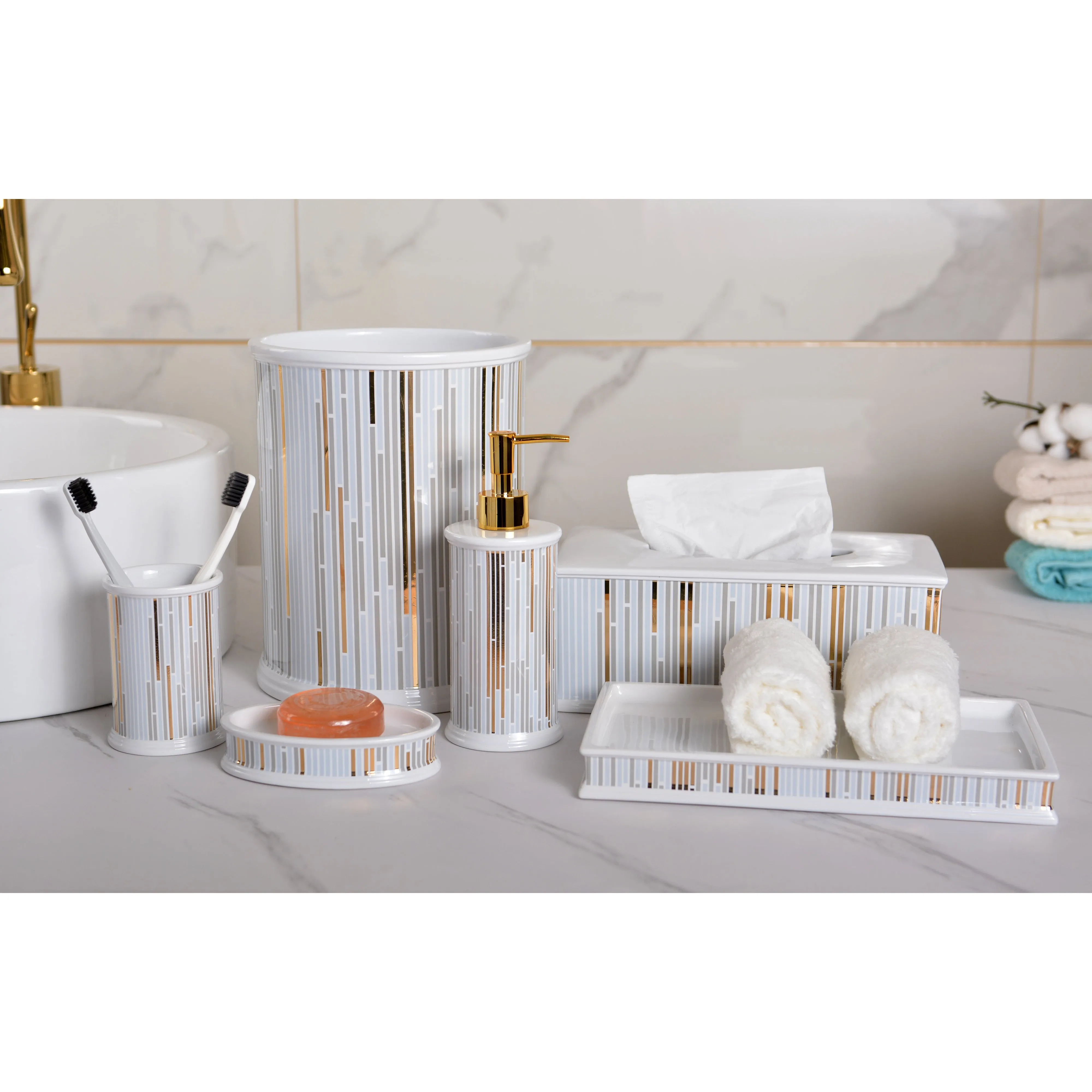 Dwell Marco Tissue Cover - White/Gold