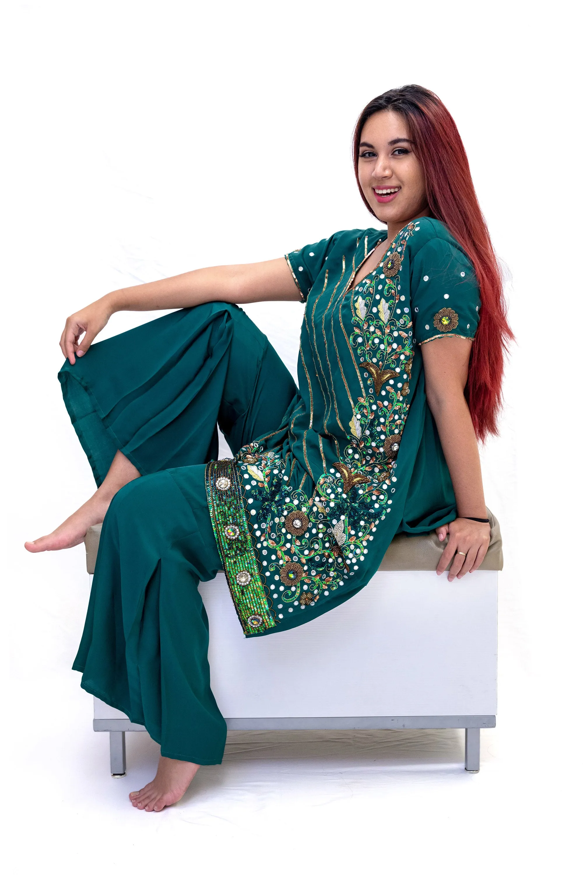 Emerald Green Silk Salwar Kameez - Suit