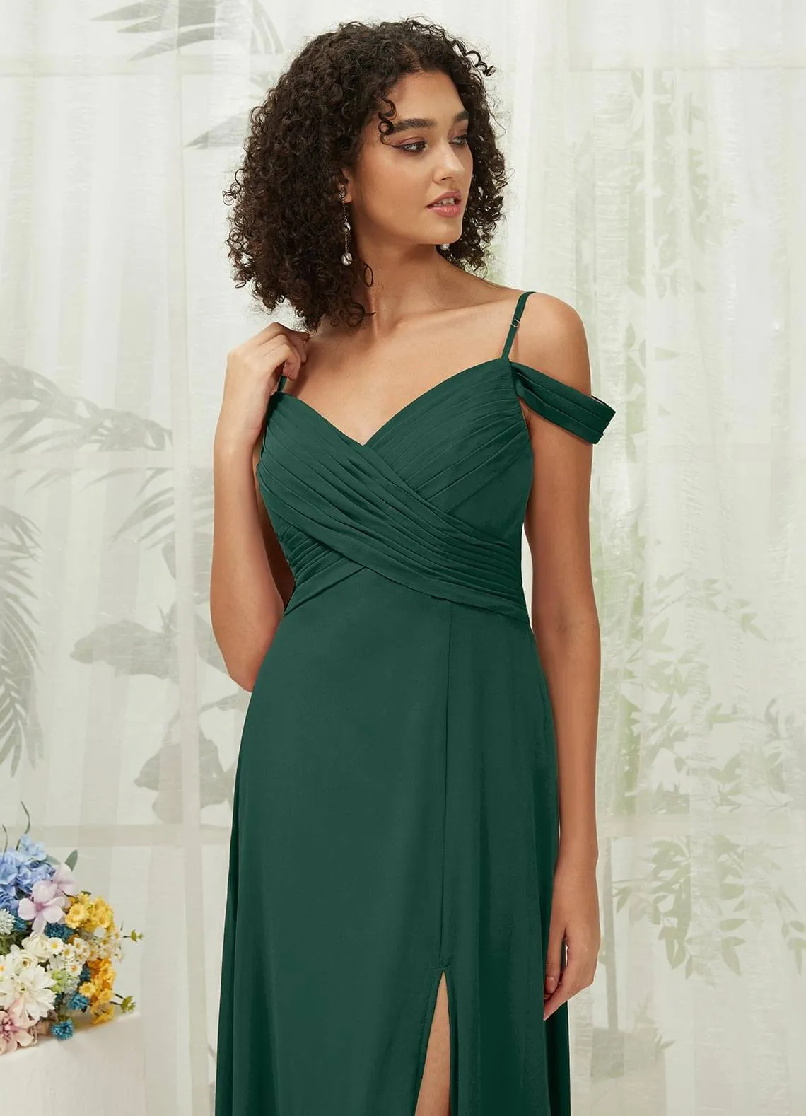 Emerald Green Sweetheart Chiffon Convertible Bridesmaid Dress Pocket