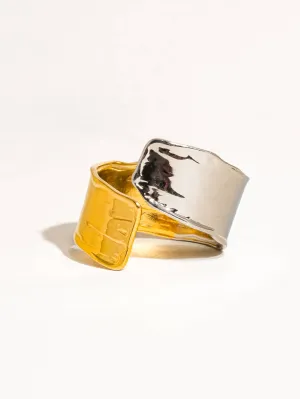 Emmy 18K Gold Non-Tarnish Textured Open Ring: Multi-Colored