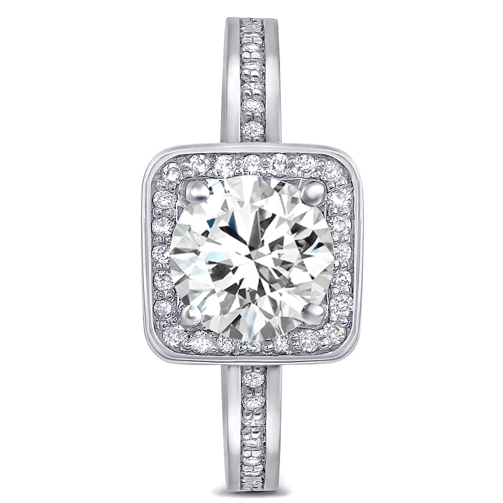 Eternal Love Diamond Square Halo Engagement Ring