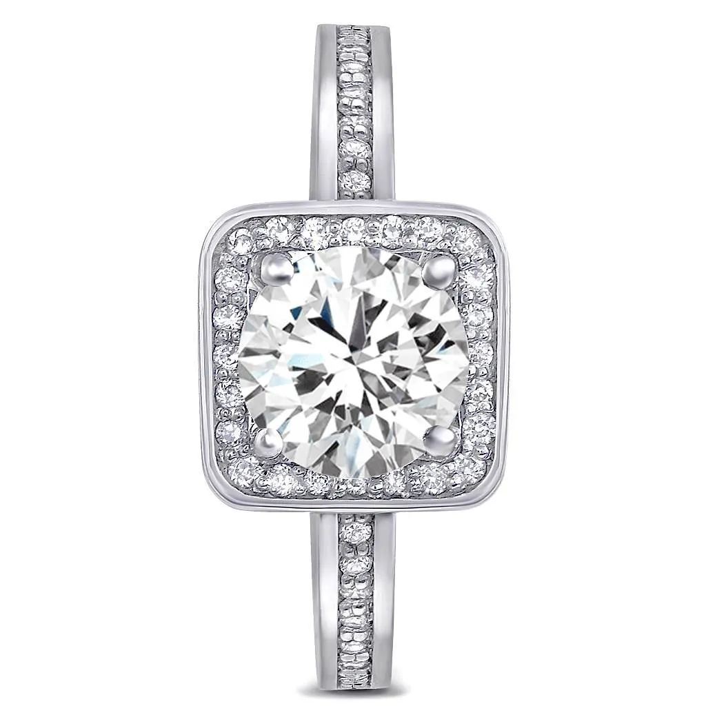 Eternal Love Diamond Square Halo Engagement Ring