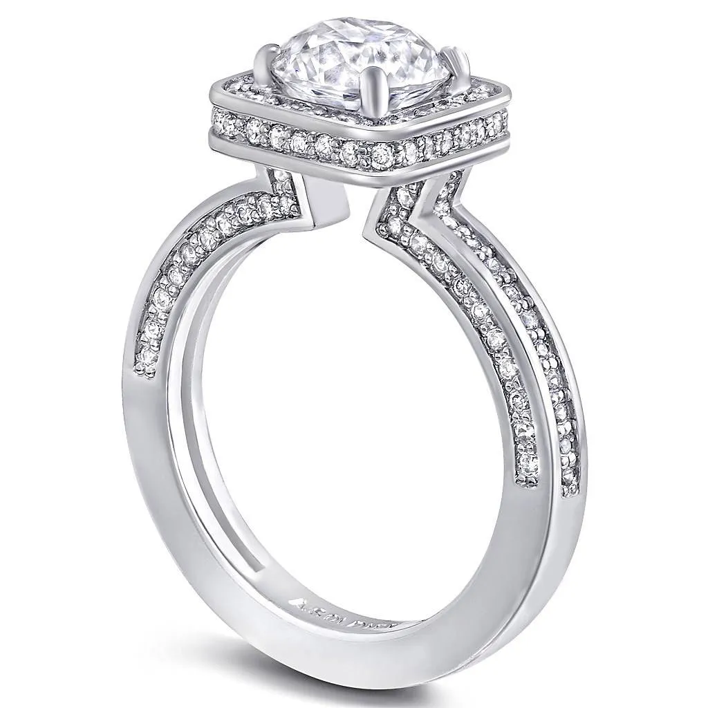 Eternal Love Diamond Square Halo Engagement Ring