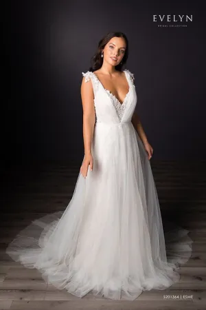 Evelyn Bridals Size 16W S201364 Esme Ivory/Nude/Ivory Gown