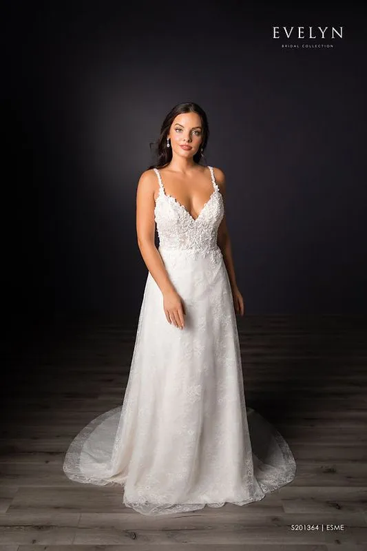 Evelyn Bridals Size 16W S201364 Esme Ivory/Nude/Ivory Gown