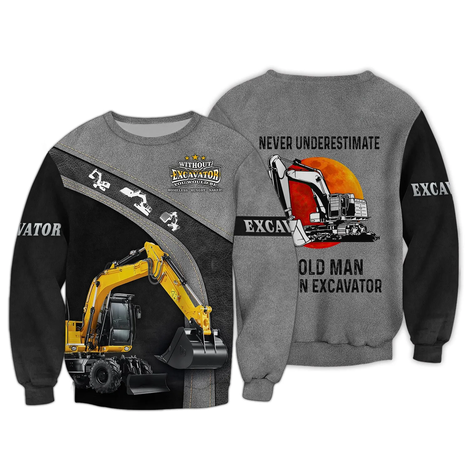 Excavator Old Man 3D All Over Printed Shirts