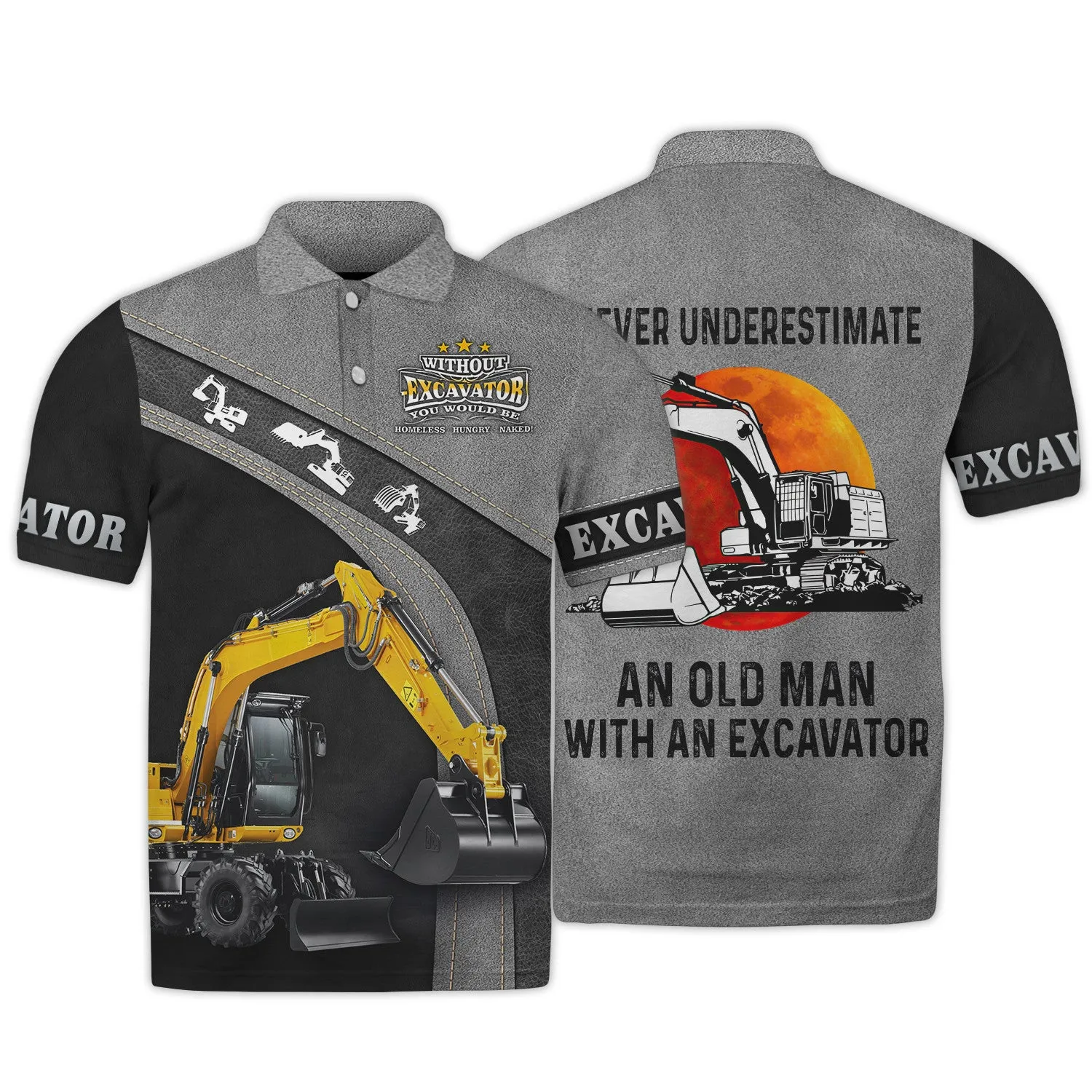 Excavator Old Man 3D All Over Printed Shirts