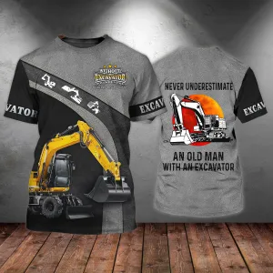 Excavator Old Man 3D All Over Printed Shirts