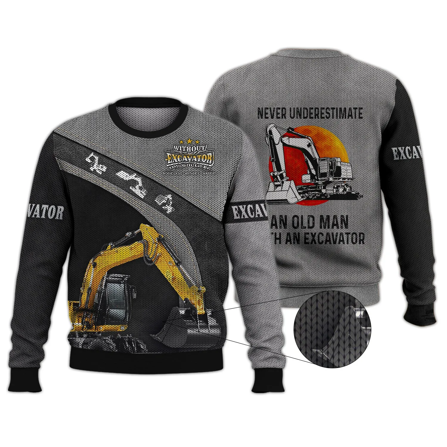 Excavator Old Man 3D All Over Printed Shirts
