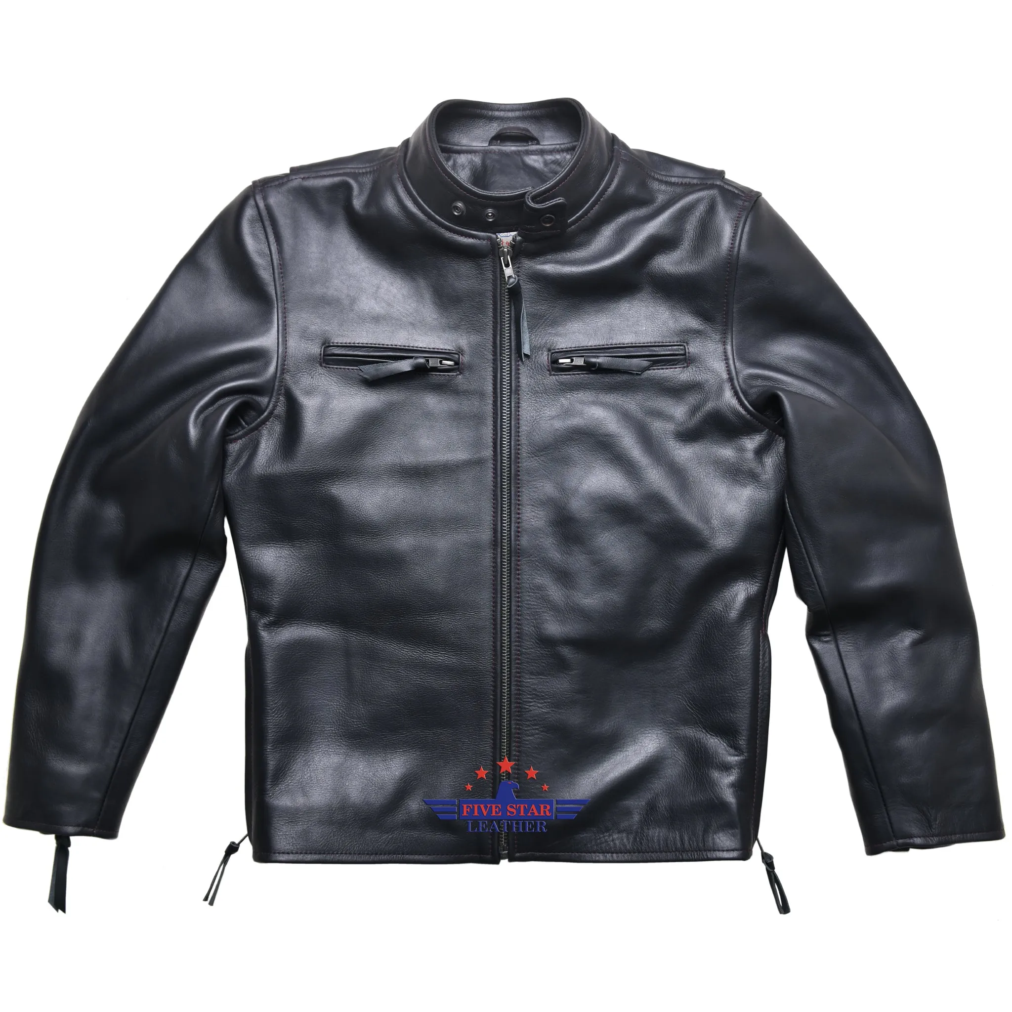 Fivestar Leather Men's Custom Vintage Cafe Racer Black Horsehide Road Master Jacket