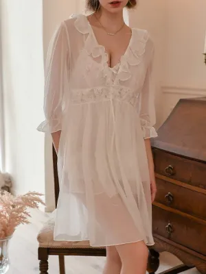 Flounce Mesh Rose Robe