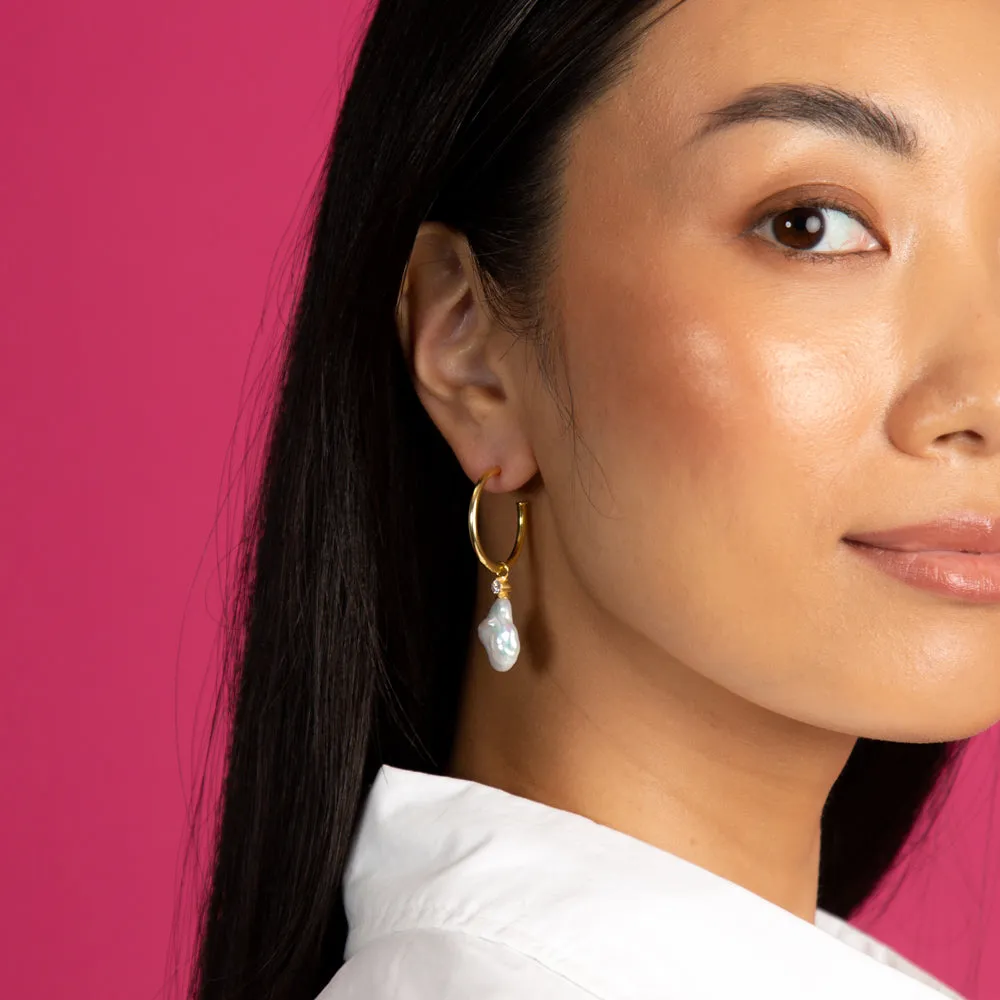 Fresh Water Pearl Hoop Earring