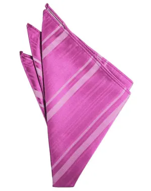 Fuchsia Striped Satin Pocket Square