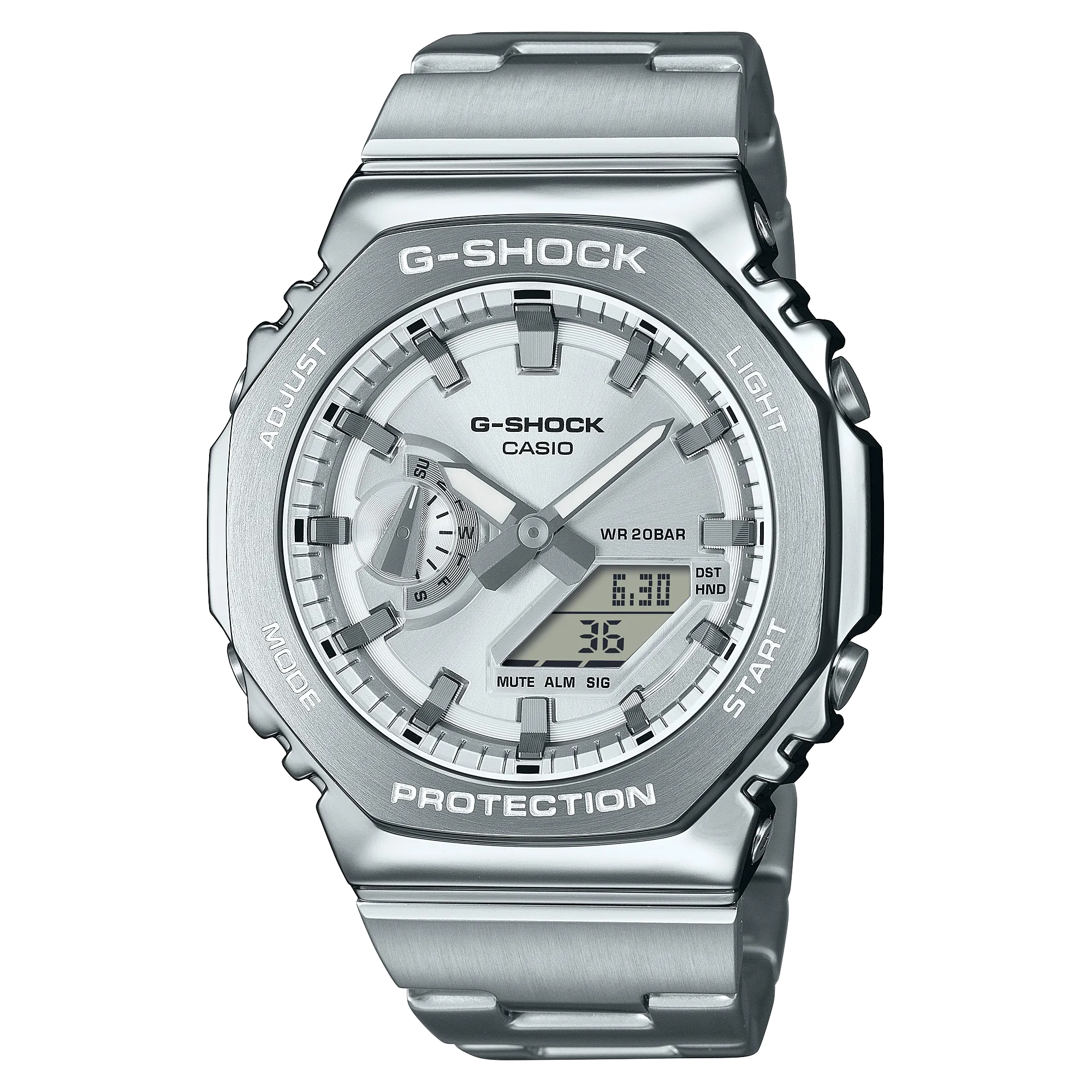 G-Shock G-Steel Octagonal Silver Dial Watch GM-2110D-7A