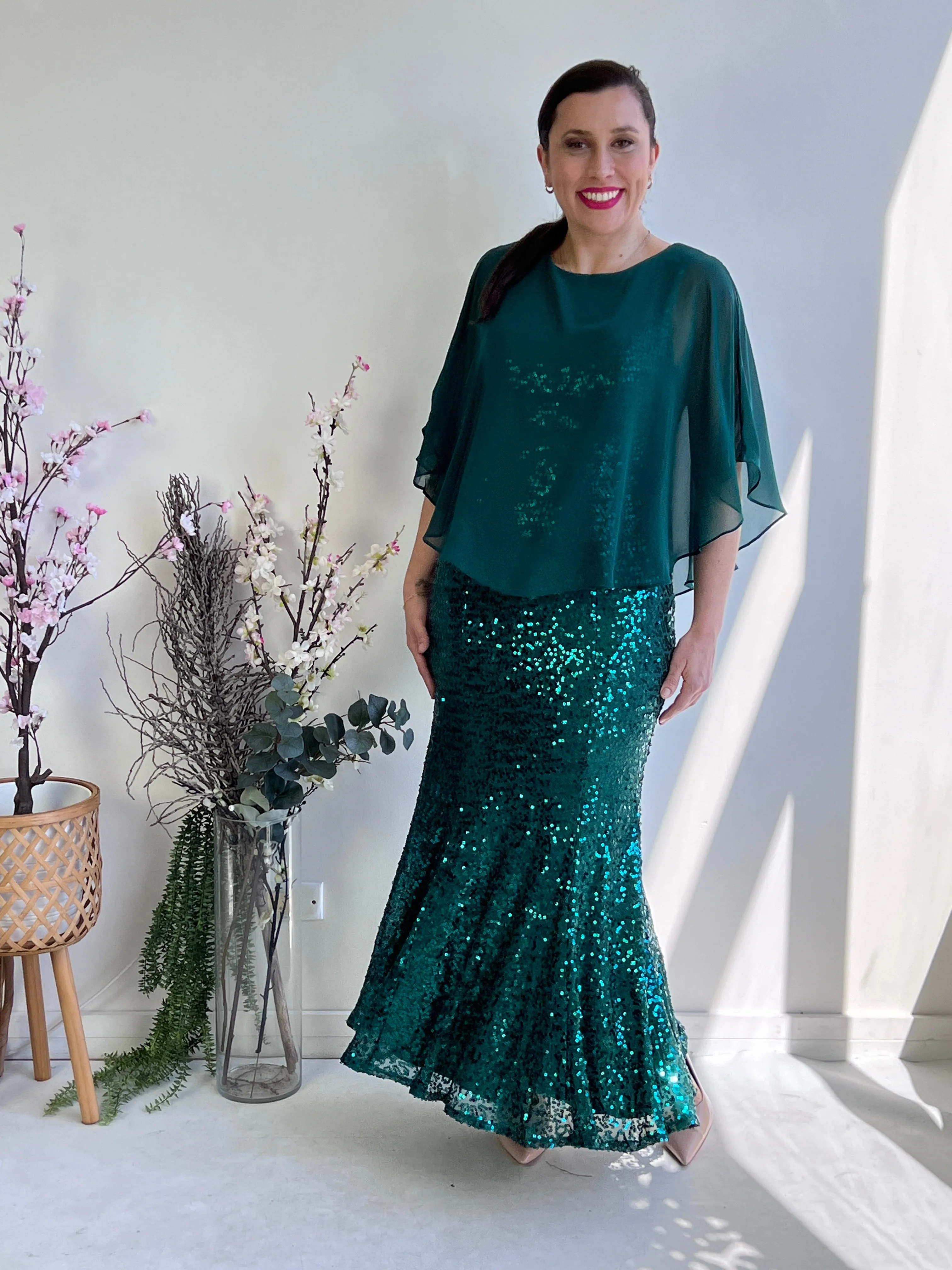 Gabby Emerald Sequin Evening Gown