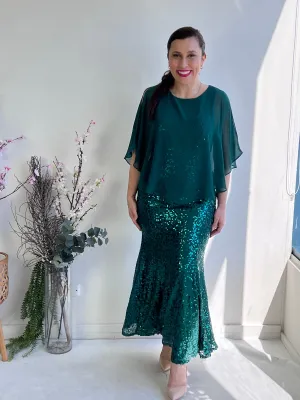 Gabby Emerald Sequin Evening Gown