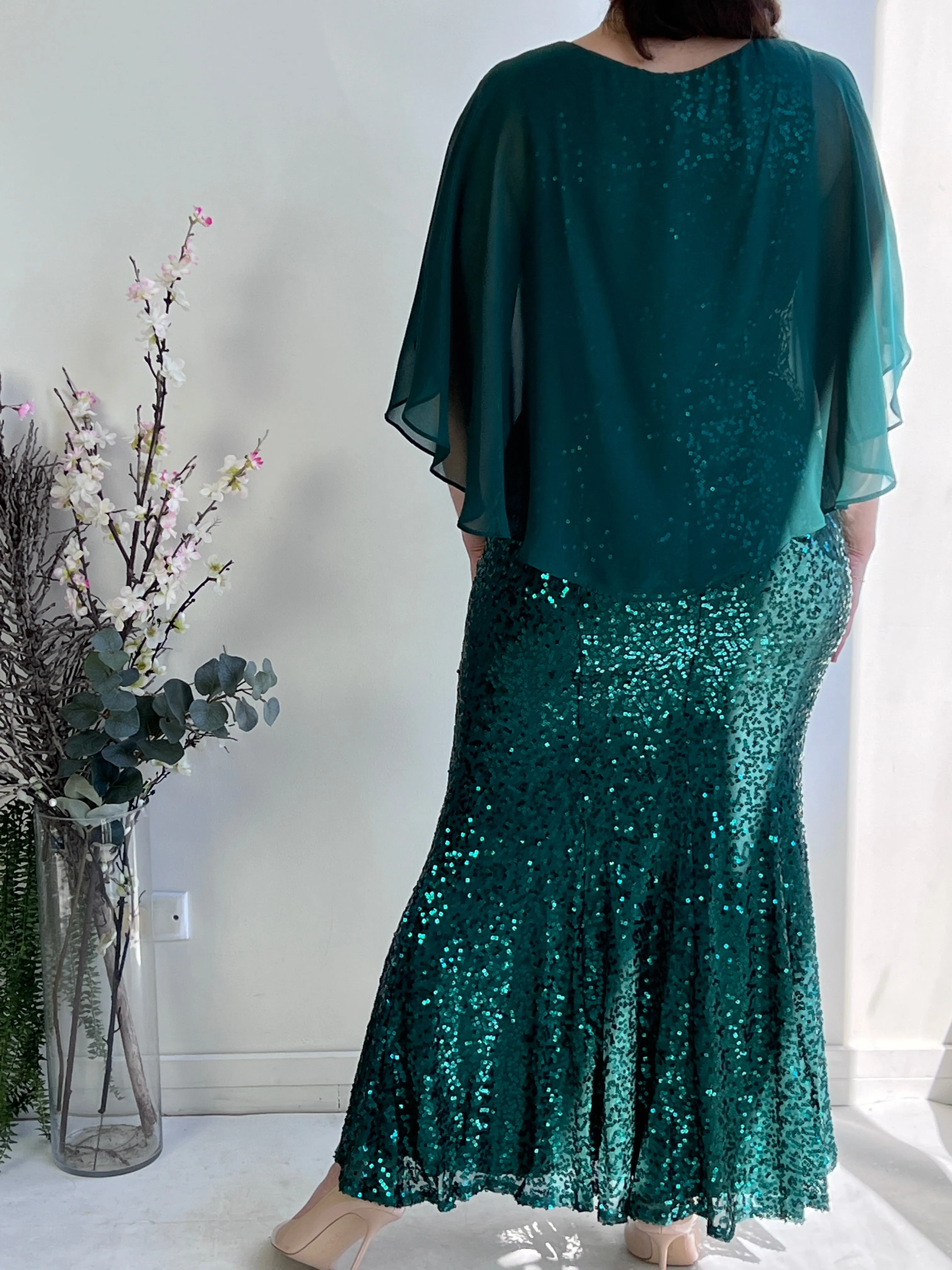 Gabby Emerald Sequin Evening Gown