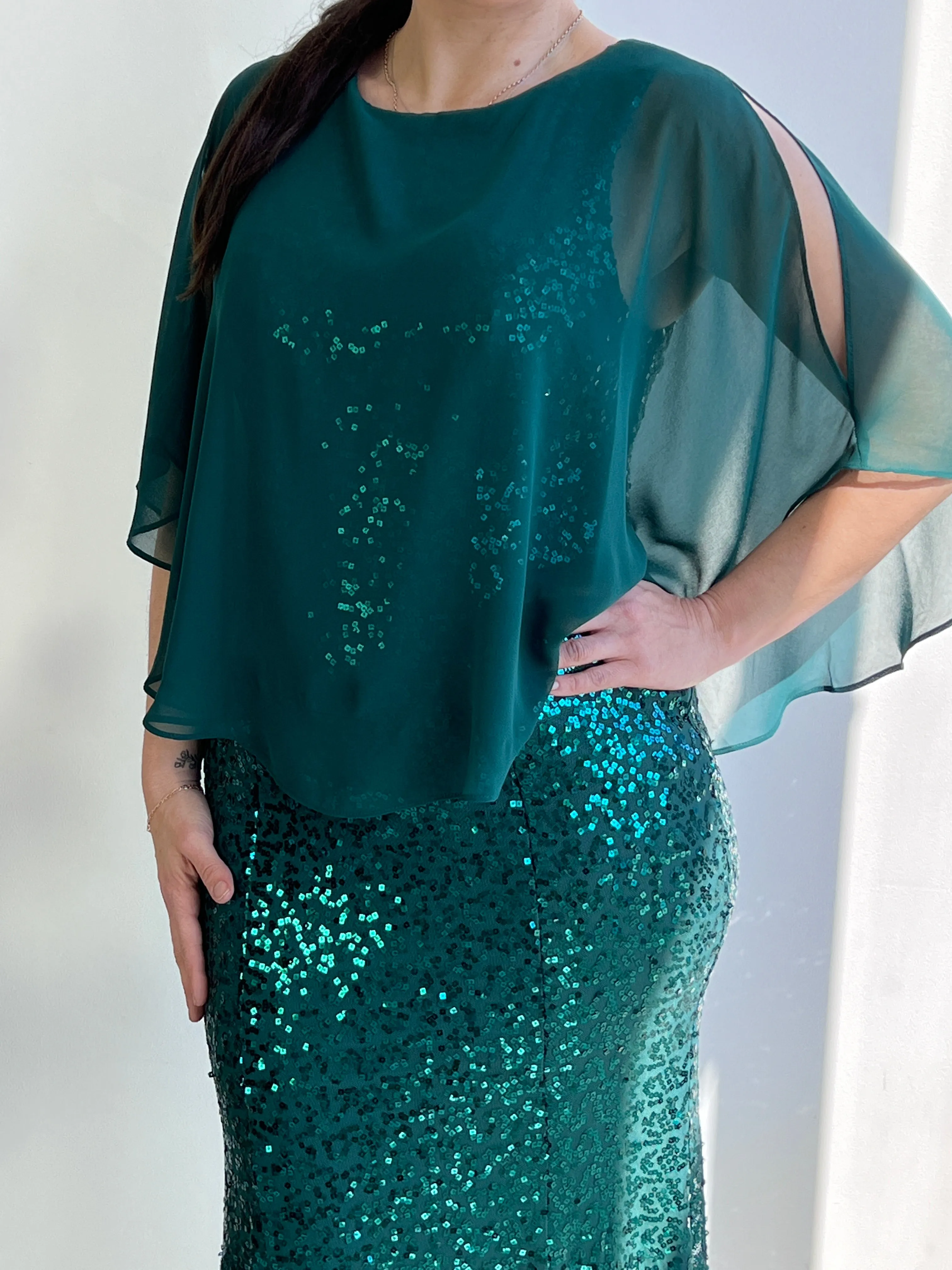 Gabby Emerald Sequin Evening Gown