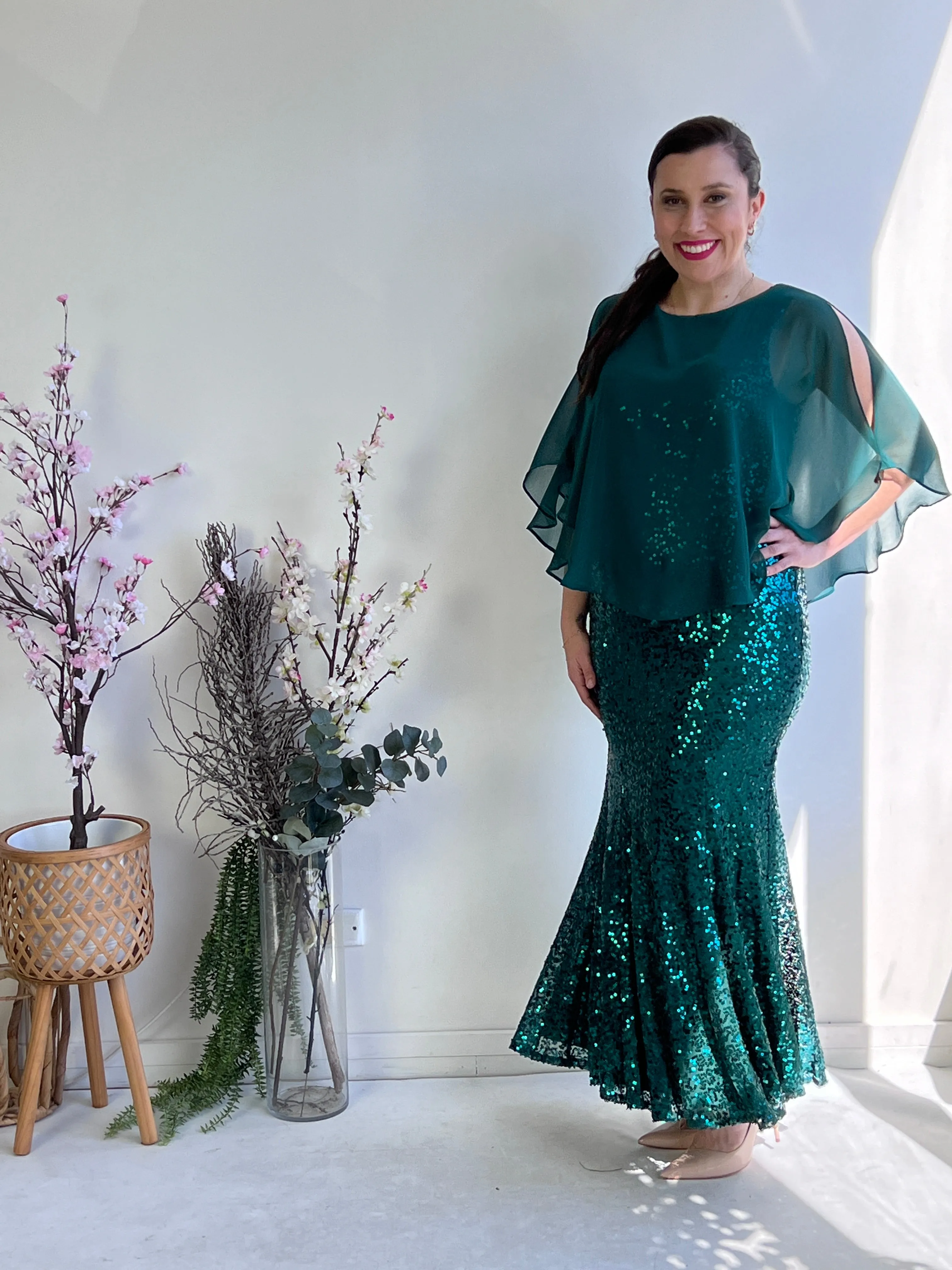 Gabby Emerald Sequin Evening Gown