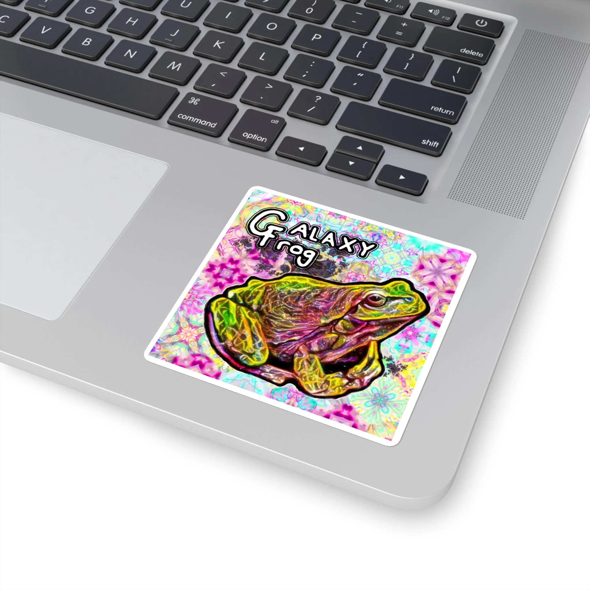 Galaxy Frog Fractal Cymagic Kaleidoscape Joy  Square Stickers