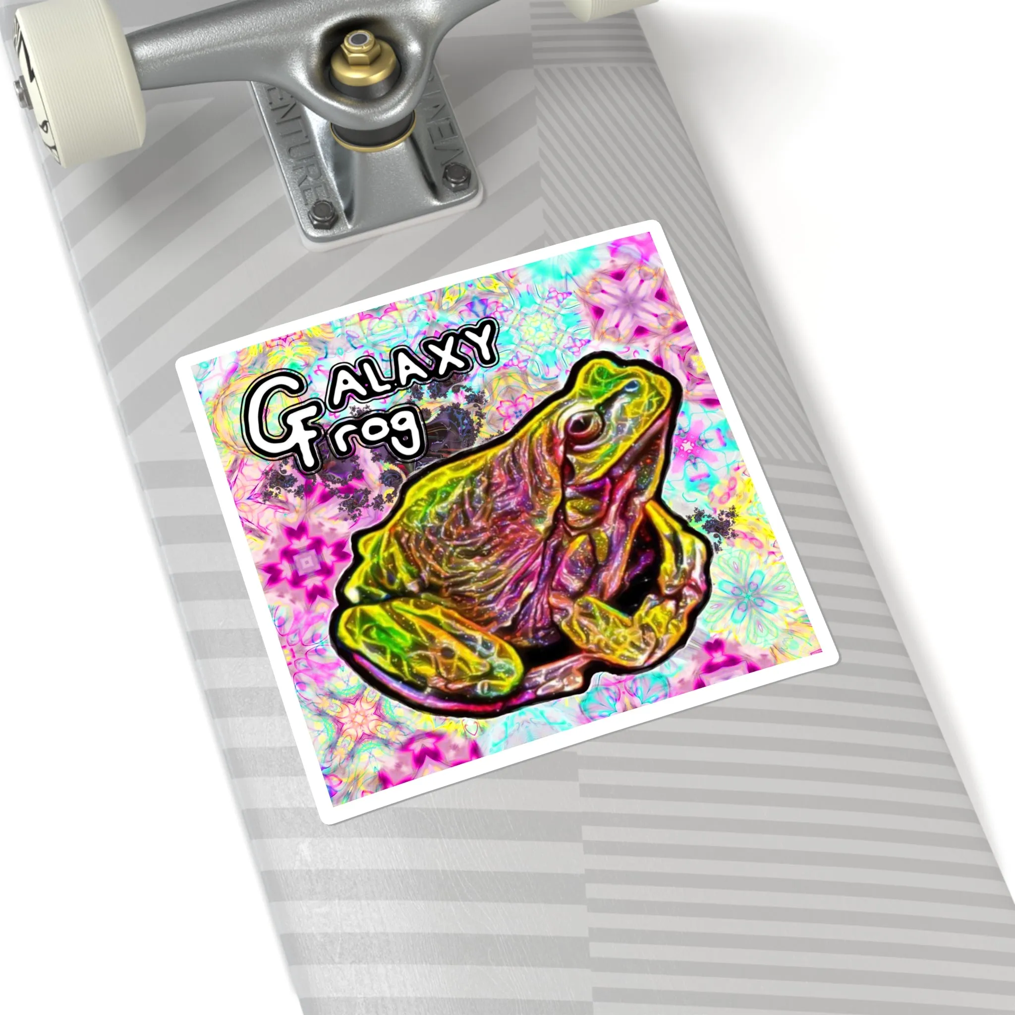 Galaxy Frog Fractal Cymagic Kaleidoscape Joy  Square Stickers