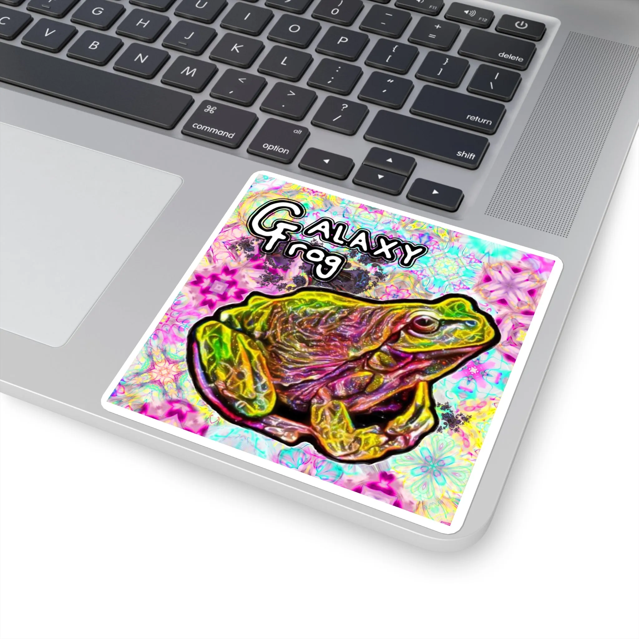 Galaxy Frog Fractal Cymagic Kaleidoscape Joy  Square Stickers