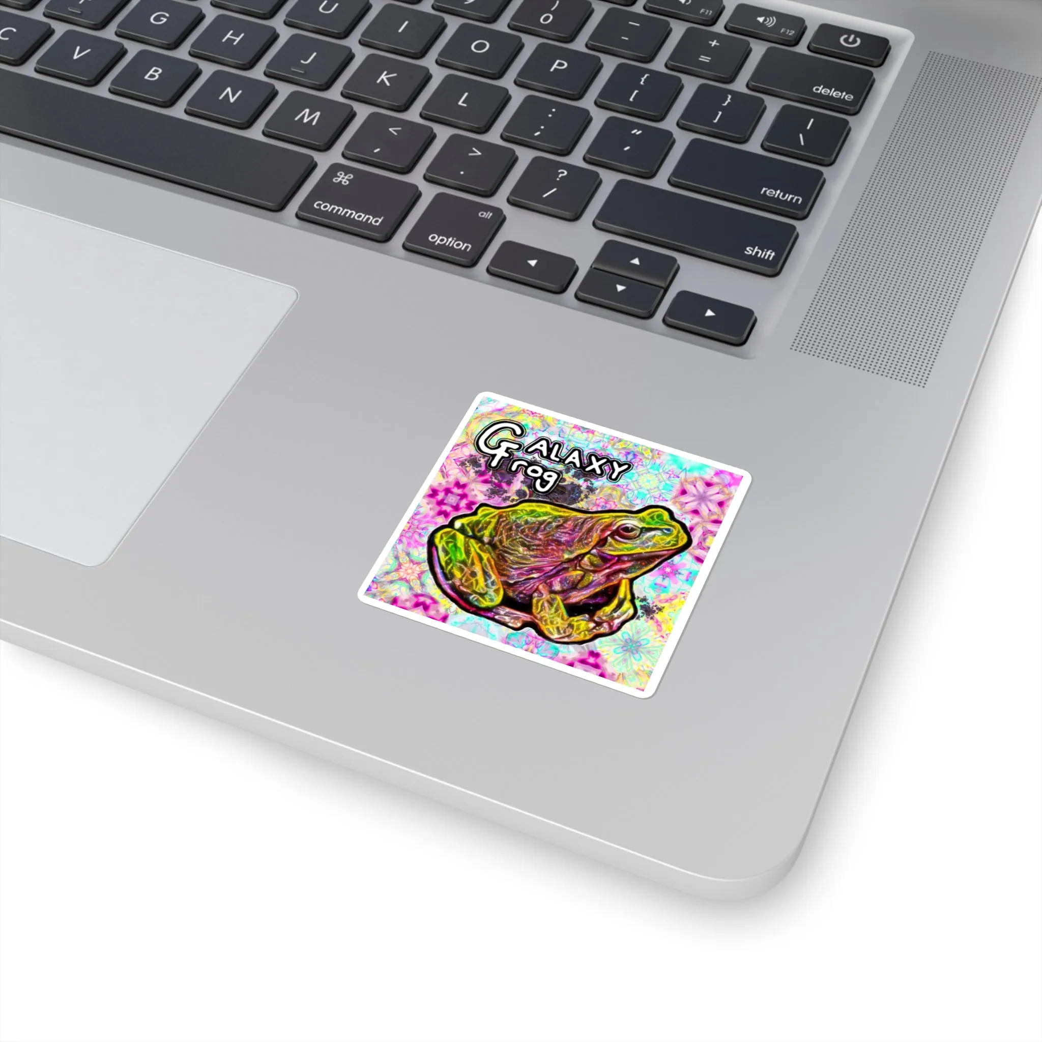 Galaxy Frog Fractal Cymagic Kaleidoscape Joy  Square Stickers