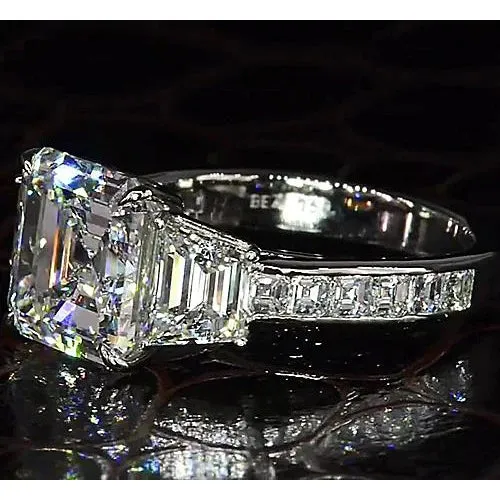 Glamorous 9.50 ct Asscher Lab Grown Big Diamond Engagement Ring