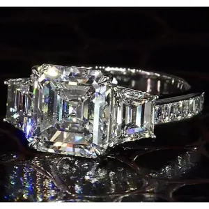 Glamorous 9.50 ct Asscher Lab Grown Big Diamond Engagement Ring