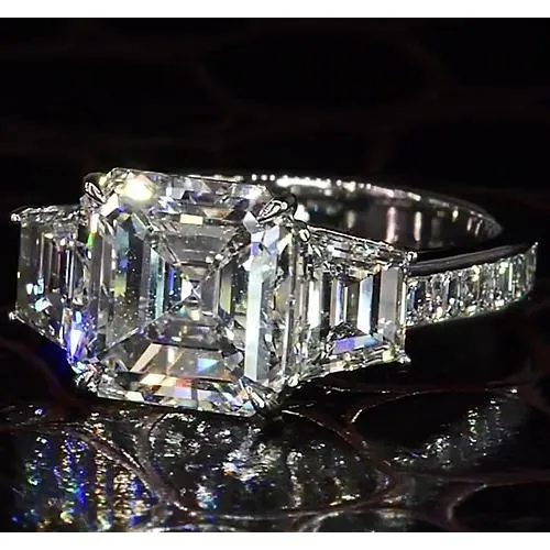 Glamorous 9.50 ct Asscher Lab Grown Big Diamond Engagement Ring