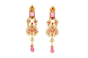 Gold & Pink Chandelier Earrings