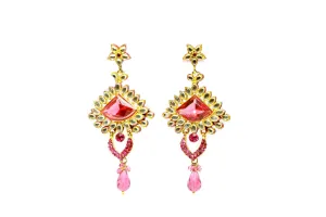 Gold & Pink Dangle Earrings