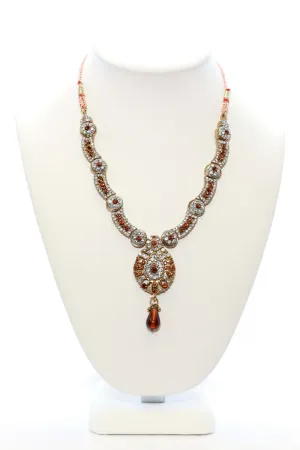 Gold Chocolate Stone Statement Necklace