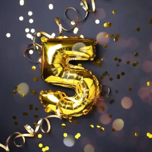 Gold Digit Helium Foil Birthday Party Balloons Number 5 (16 Inch)