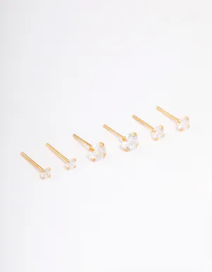 Gold Plated Sterling Silver Crystal Cubic Zirconia Earring 3-Pack