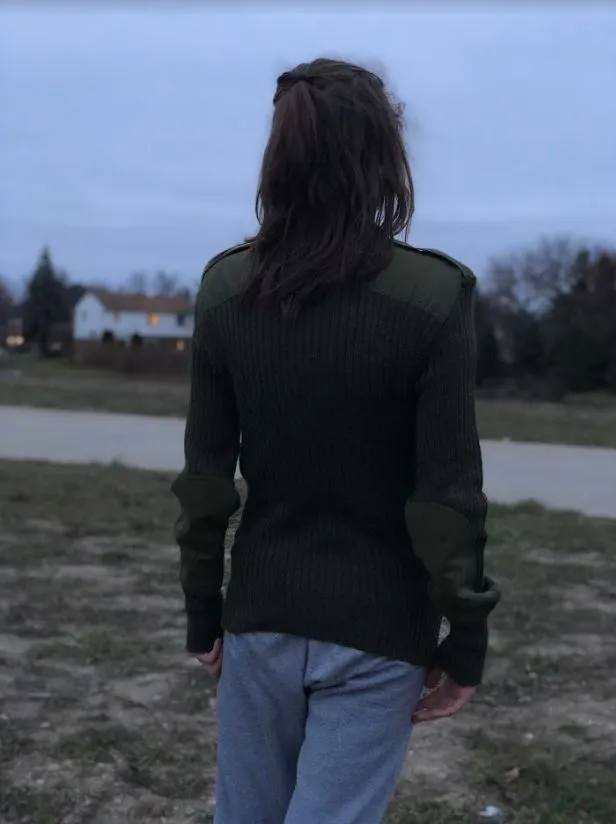 Green Military Sweater Size M