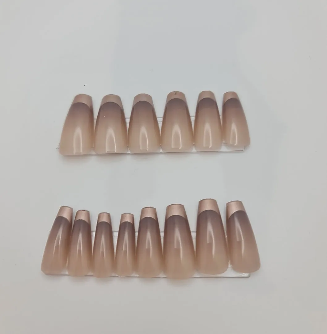 Grey Gold Ballerina Press on nails