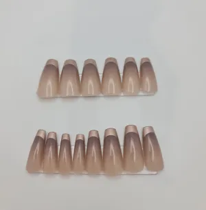 Grey Gold Ballerina Press on nails