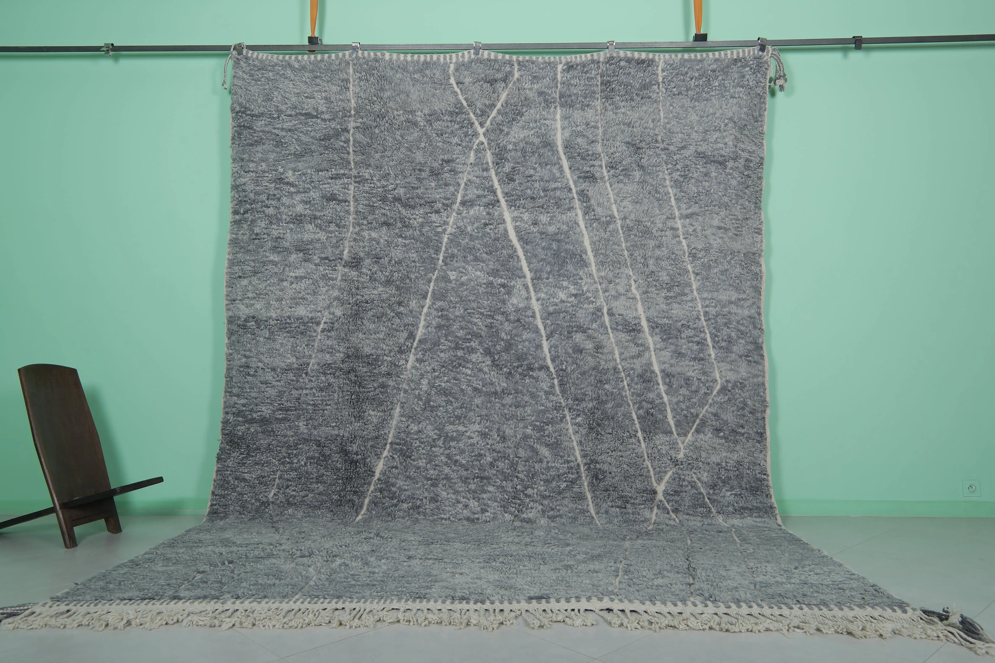 Grey Moroccan Rug - Handwoven 9.5 x 12.3 Feet | Elegant Wool Design